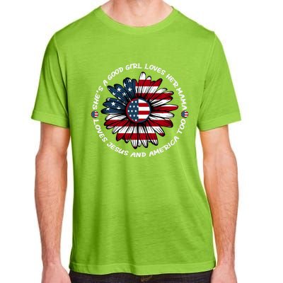 Just Loves Mama Jesus America Patriotic Sunflower Gift Adult ChromaSoft Performance T-Shirt