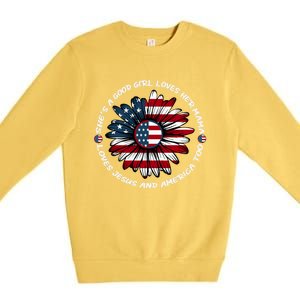 Just Loves Mama Jesus America Patriotic Sunflower Gift Premium Crewneck Sweatshirt