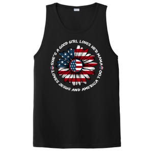 Just Loves Mama Jesus America Patriotic Sunflower Gift PosiCharge Competitor Tank