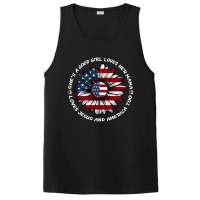 Just Loves Mama Jesus America Patriotic Sunflower Gift PosiCharge Competitor Tank