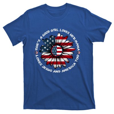 Just Loves Mama Jesus America Patriotic Sunflower Gift T-Shirt