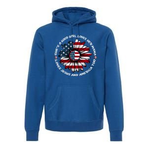 Just Loves Mama Jesus America Patriotic Sunflower Gift Premium Hoodie