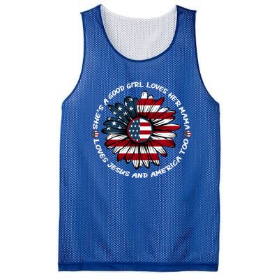 Just Loves Mama Jesus America Patriotic Sunflower Gift Mesh Reversible Basketball Jersey Tank