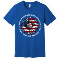 Just Loves Mama Jesus America Patriotic Sunflower Gift Premium T-Shirt