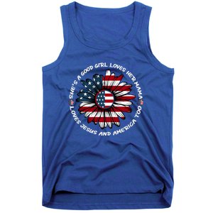 Just Loves Mama Jesus America Patriotic Sunflower Gift Tank Top