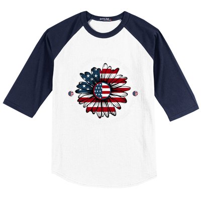 Just Loves Mama Jesus America Patriotic Sunflower Gift Baseball Sleeve Shirt