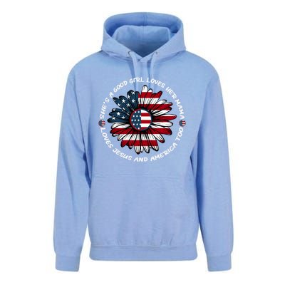 Just Loves Mama Jesus America Patriotic Sunflower Gift Unisex Surf Hoodie