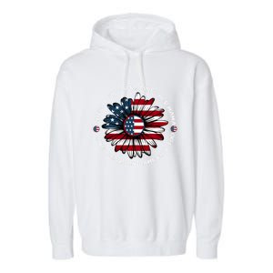 Just Loves Mama Jesus America Patriotic Sunflower Gift Garment-Dyed Fleece Hoodie