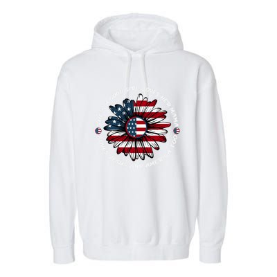 Just Loves Mama Jesus America Patriotic Sunflower Gift Garment-Dyed Fleece Hoodie