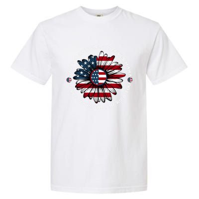 Just Loves Mama Jesus America Patriotic Sunflower Gift Garment-Dyed Heavyweight T-Shirt