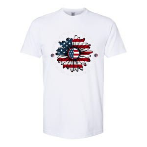 Just Loves Mama Jesus America Patriotic Sunflower Gift Softstyle CVC T-Shirt