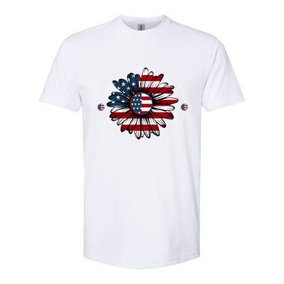 Just Loves Mama Jesus America Patriotic Sunflower Gift Softstyle CVC T-Shirt