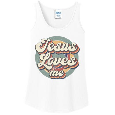 Jesus Loves Me Vintage God Christian Believers Lover Ladies Essential Tank