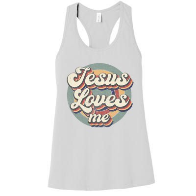 Jesus Loves Me Vintage God Christian Believers Lover Women's Racerback Tank