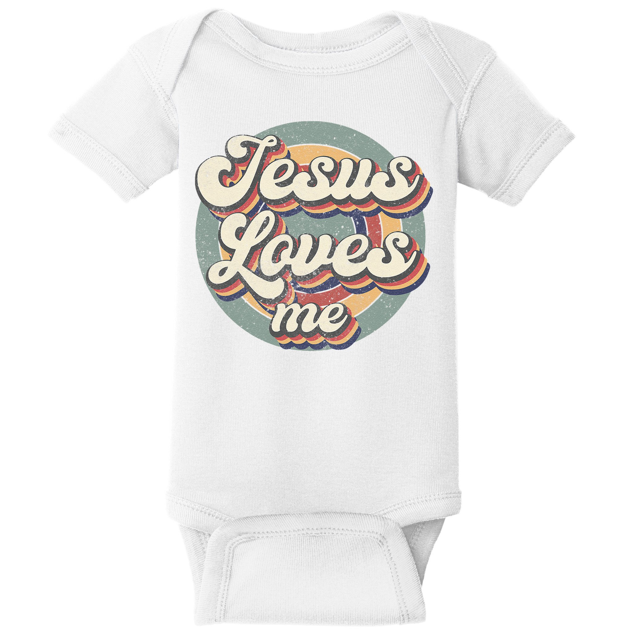 Jesus Loves Me Vintage God Christian Believers Lover Baby Bodysuit
