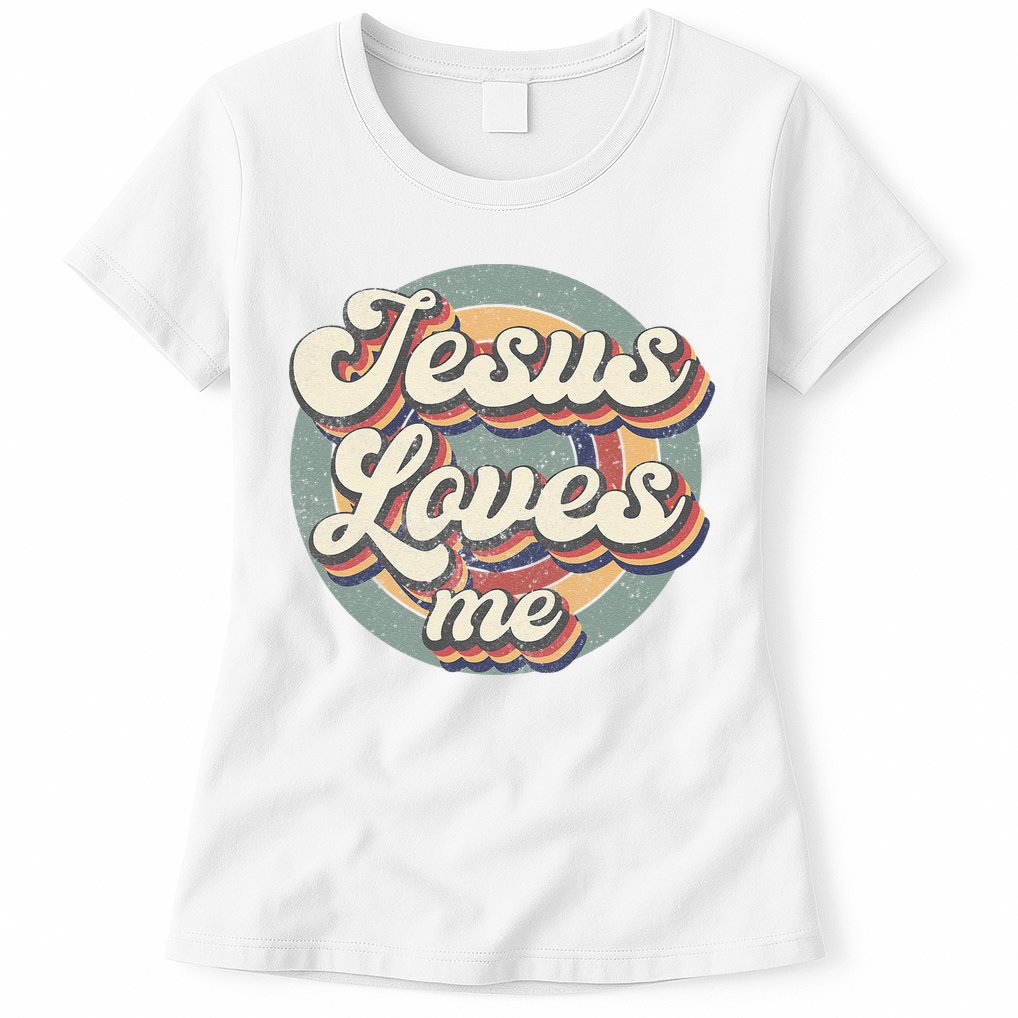 Jesus Loves Me Vintage God Christian Believers Lover Womens T-Shirt