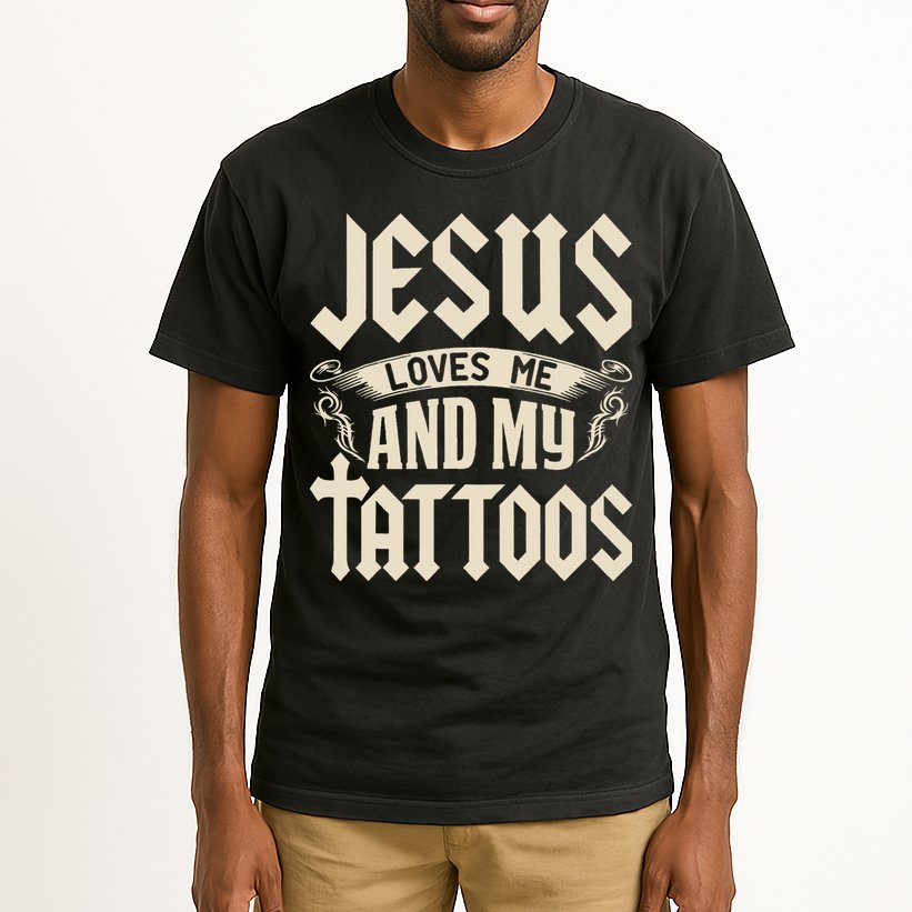 Jesus Loves Me And My Tattoos Inked Tattoo & Design Tall T-Shirt