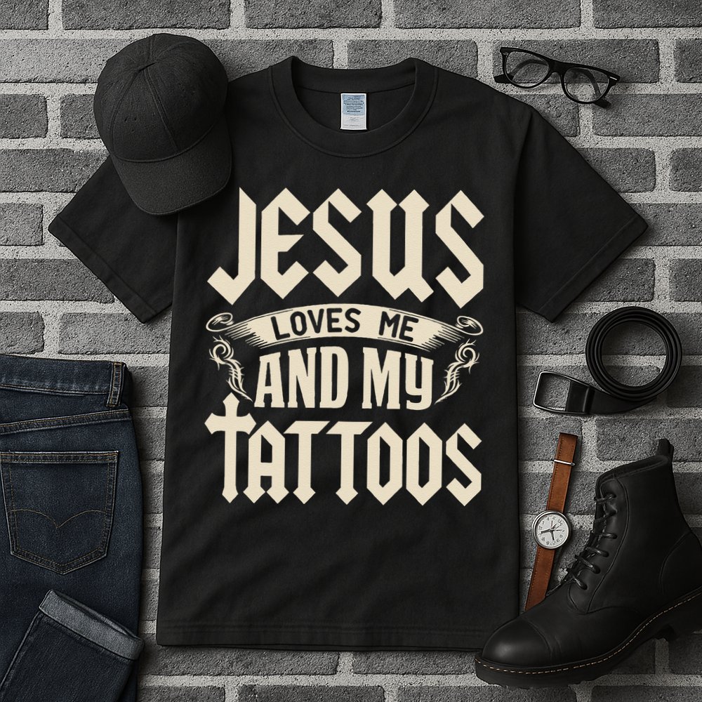 Jesus Loves Me And My Tattoos Inked Tattoo & Design Tall T-Shirt
