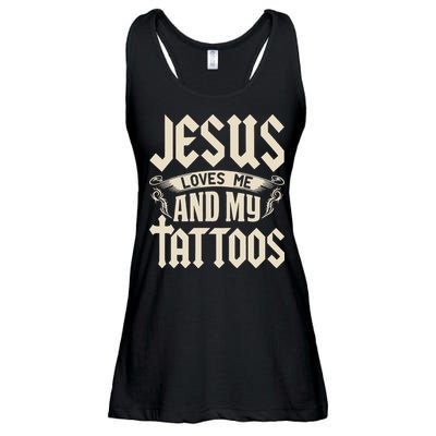Jesus Loves Me And My Tattoos Inked Tattoo & Design Ladies Essential Flowy Tank