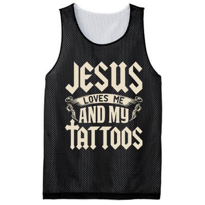 Jesus Loves Me And My Tattoos Inked Tattoo & Design Mesh Reversible Basketball Jersey Tank