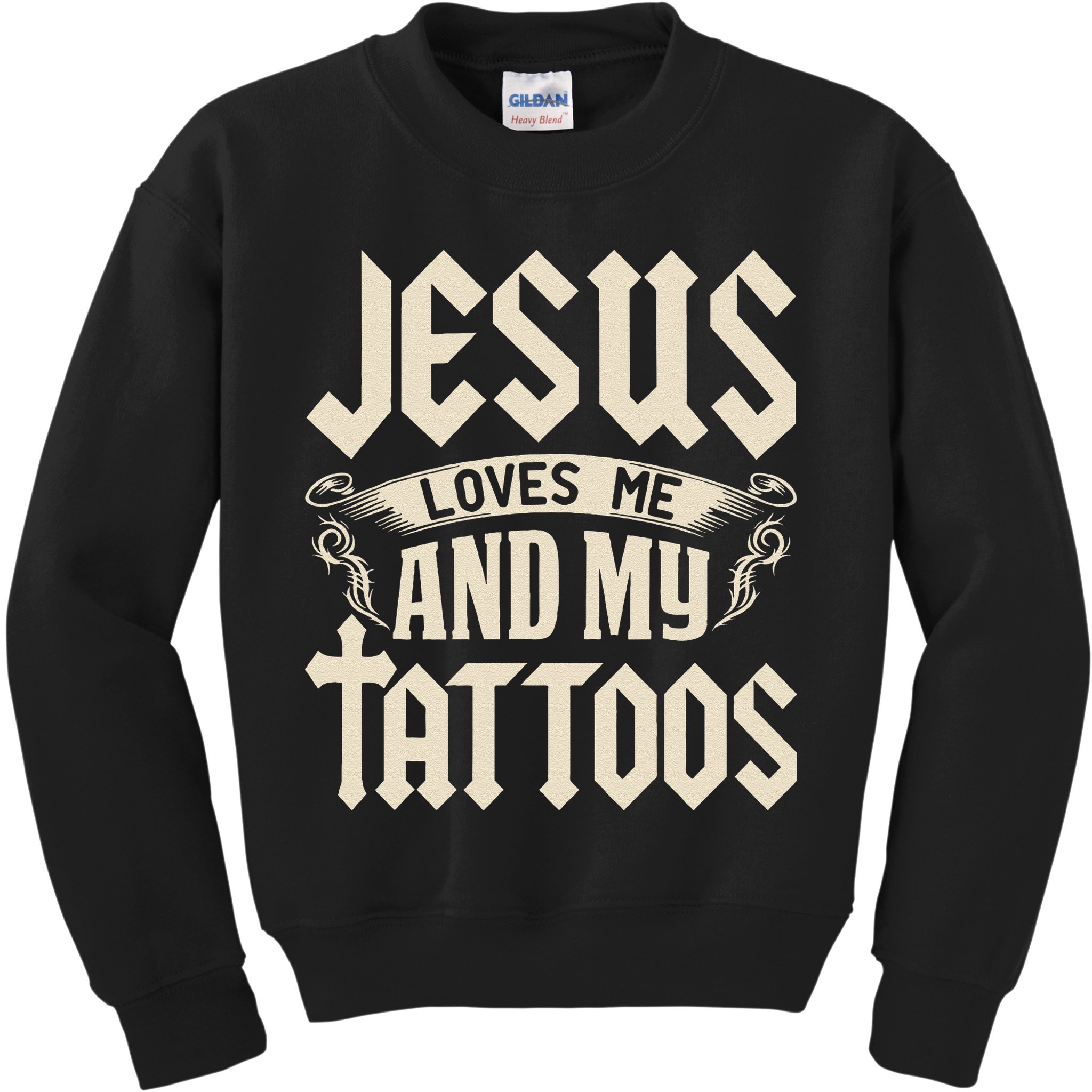 Jesus Loves Me And My Tattoos Inked Tattoo & Design Kids Sweatshirt