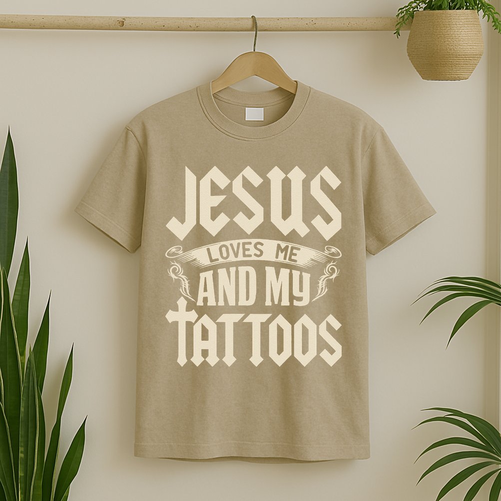 Jesus Loves Me And My Tattoos Inked Tattoo & Design T-Shirt
