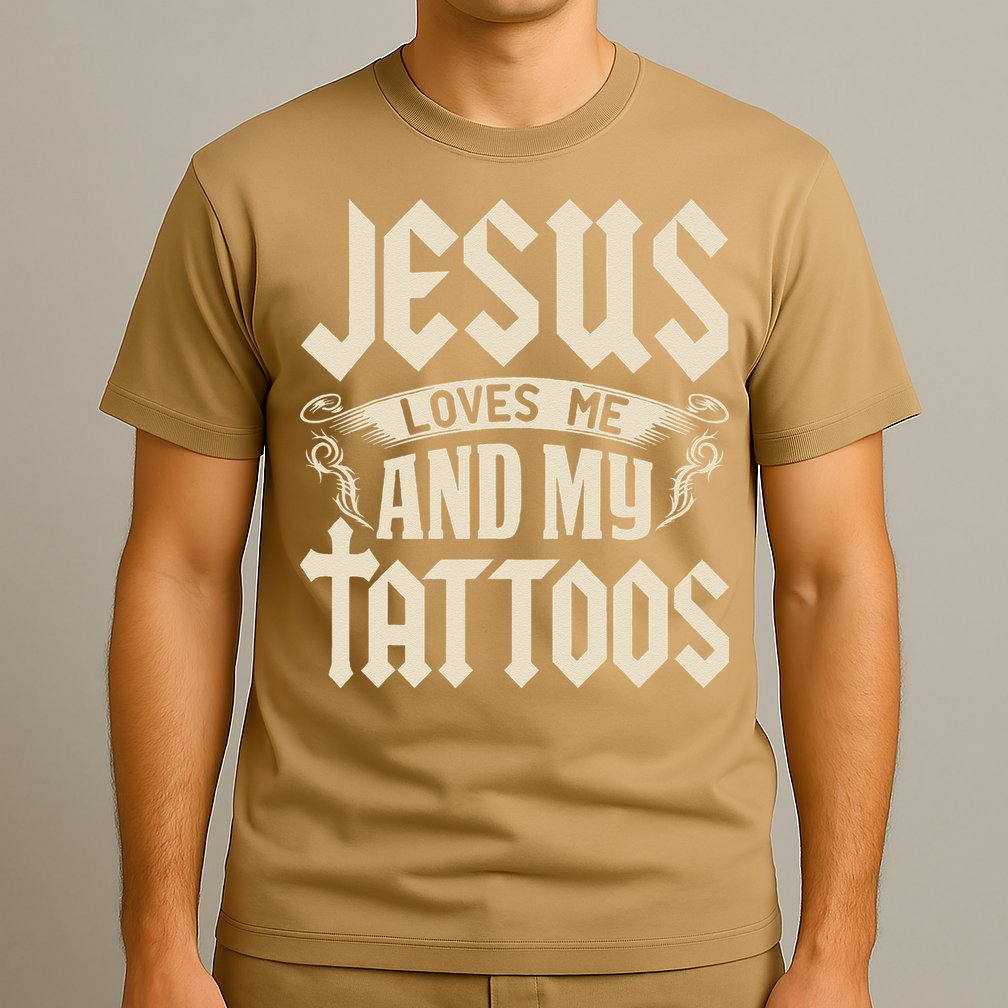 Jesus Loves Me And My Tattoos Inked Tattoo & Design T-Shirt