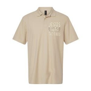 Jesus Loves Me And My Tattoos Inked Tattoo & Design Softstyle Adult Sport Polo