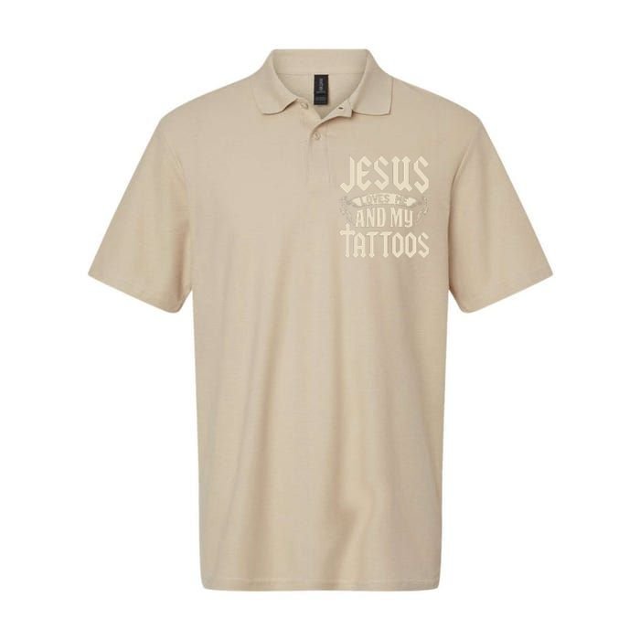 Jesus Loves Me And My Tattoos Inked Tattoo & Design Softstyle Adult Sport Polo