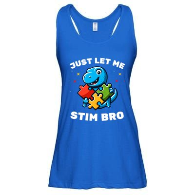 Just Let Me Stim Bro Funny Autism Awareness Dinosaur Funny Gift Ladies Essential Flowy Tank