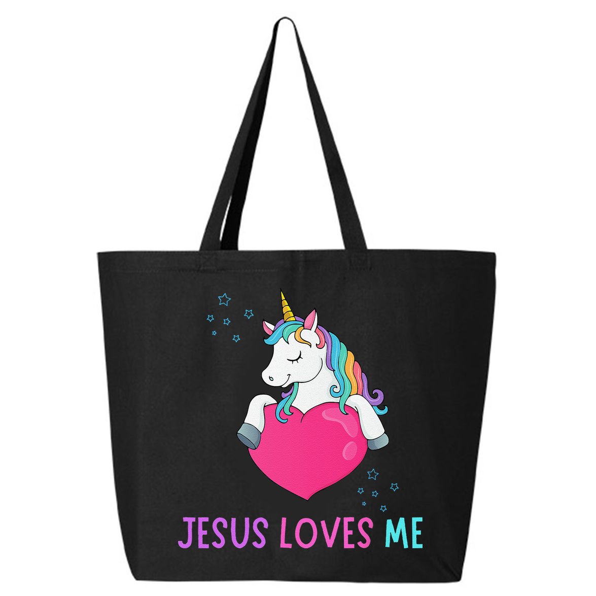 Jesus Loves Me Christian Bible Girls Rainbow Unicorn 25L Jumbo Tote