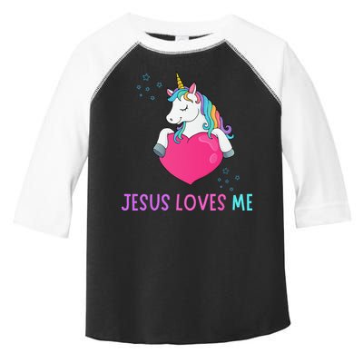 Jesus Loves Me Christian Bible Girls Rainbow Unicorn Toddler Fine Jersey T-Shirt