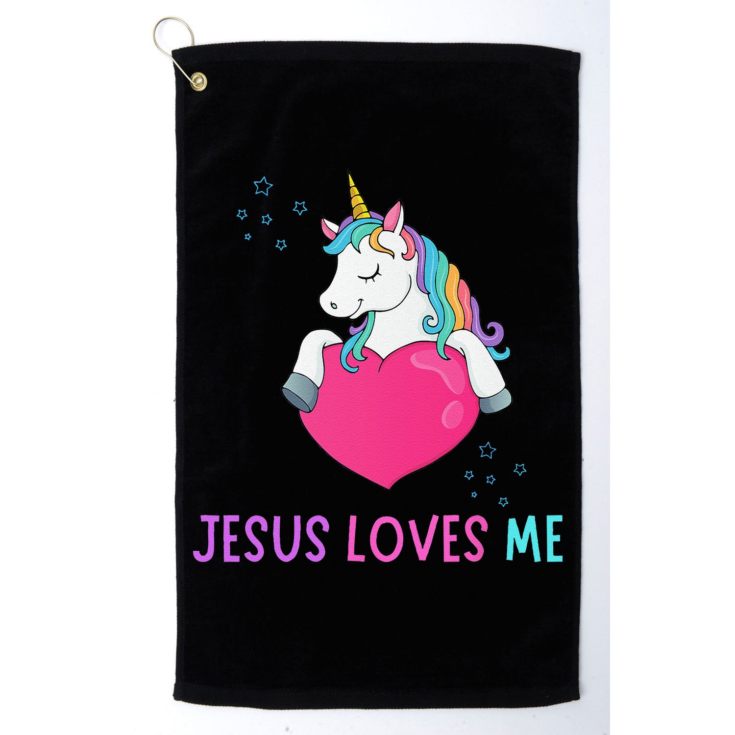Jesus Loves Me Christian Bible Girls Rainbow Unicorn Golf Towel