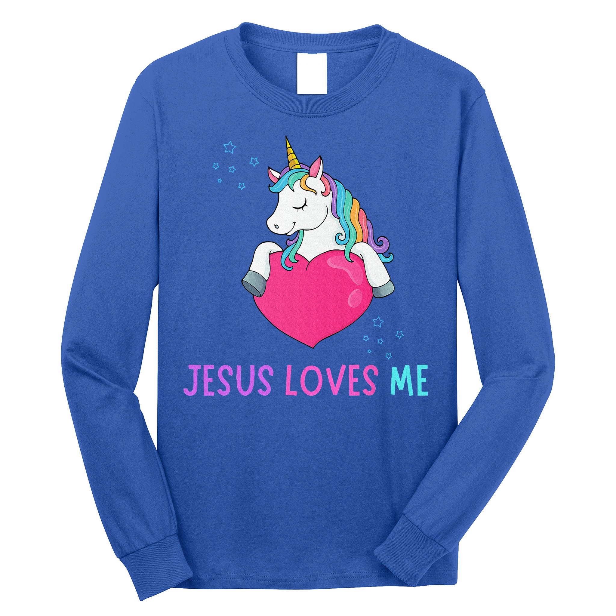 Jesus Loves Me Christian Bible Girls Rainbow Unicorn Long Sleeve Shirt
