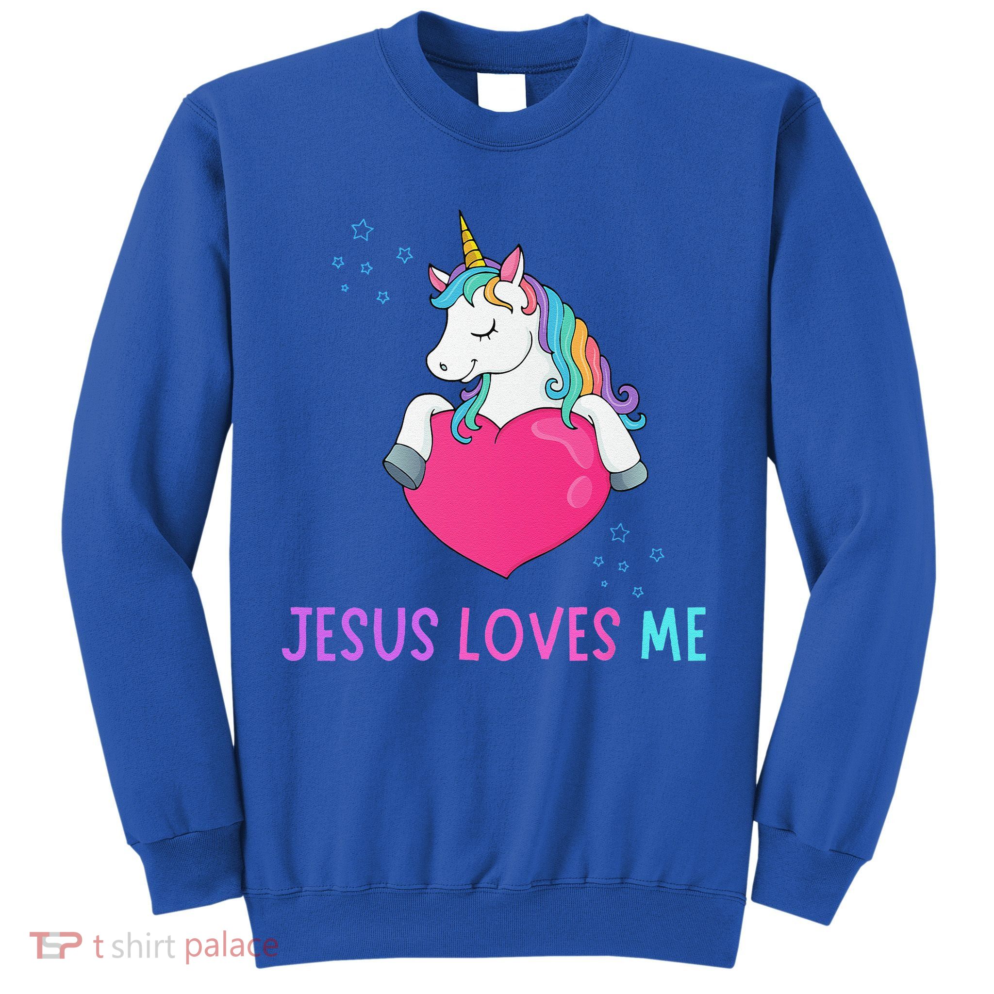 Jesus Loves Me Christian Bible Girls Rainbow Unicorn Sweatshirt