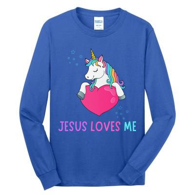 Jesus Loves Me Christian Bible Girls Rainbow Unicorn Tall Long Sleeve T-Shirt