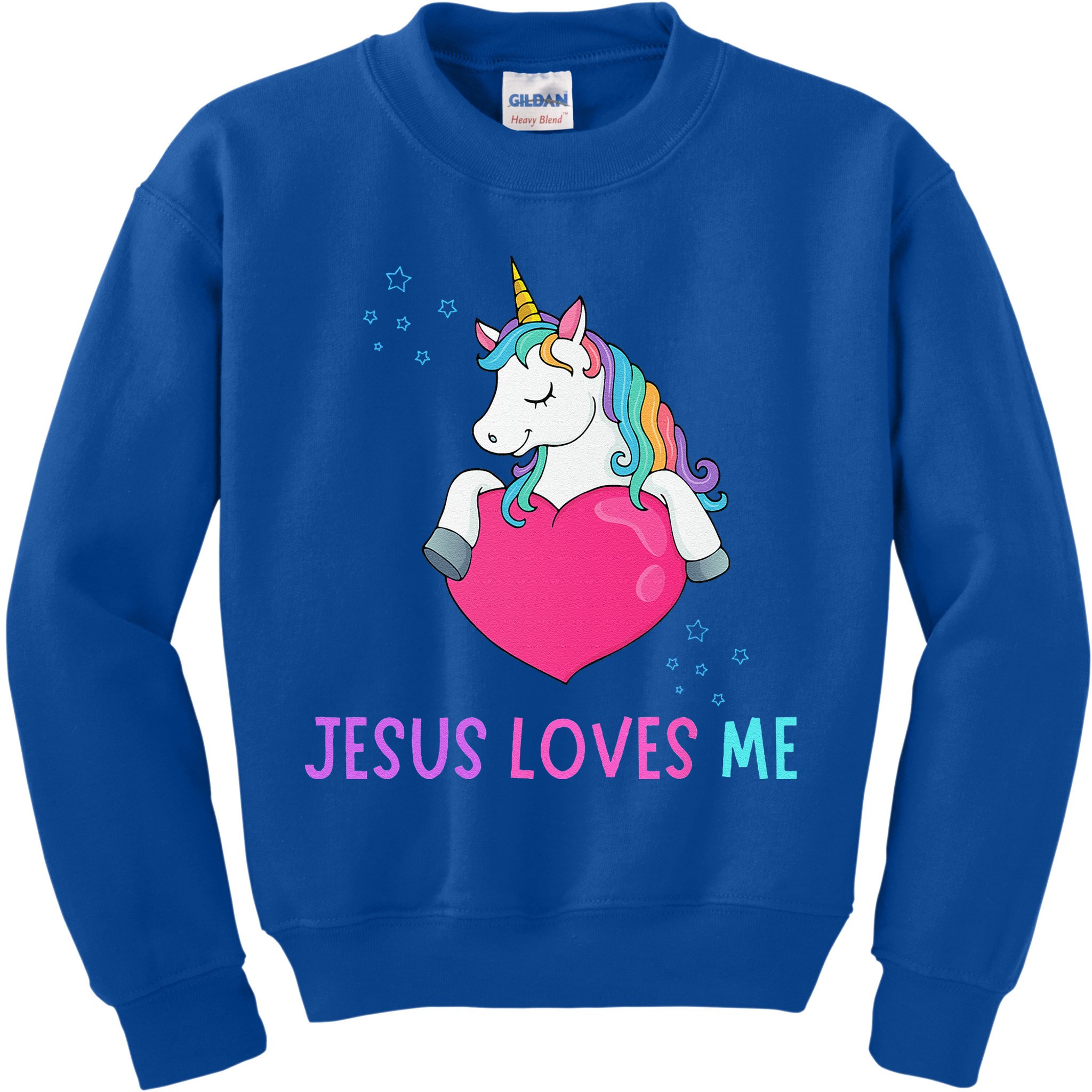 Jesus Loves Me Christian Bible Girls Rainbow Unicorn Kids Sweatshirt