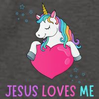 Jesus Loves Me Christian Bible Girls Rainbow Unicorn Vector Backpack