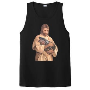 Jesus Loves Moo Deng Bouncy Pig Cute Baby Hippo Meme PosiCharge Competitor Tank