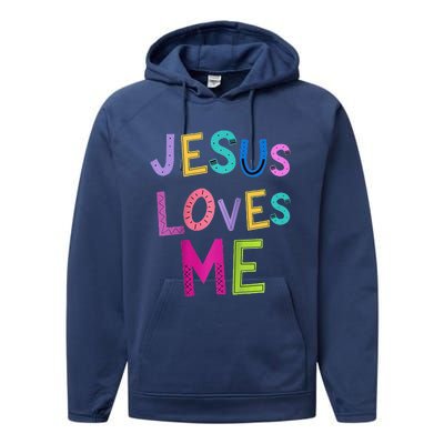 Jesus Loves Me Religious Christian Catholic Church Prayer Raglan Baseball Performance Fleece Hoodie