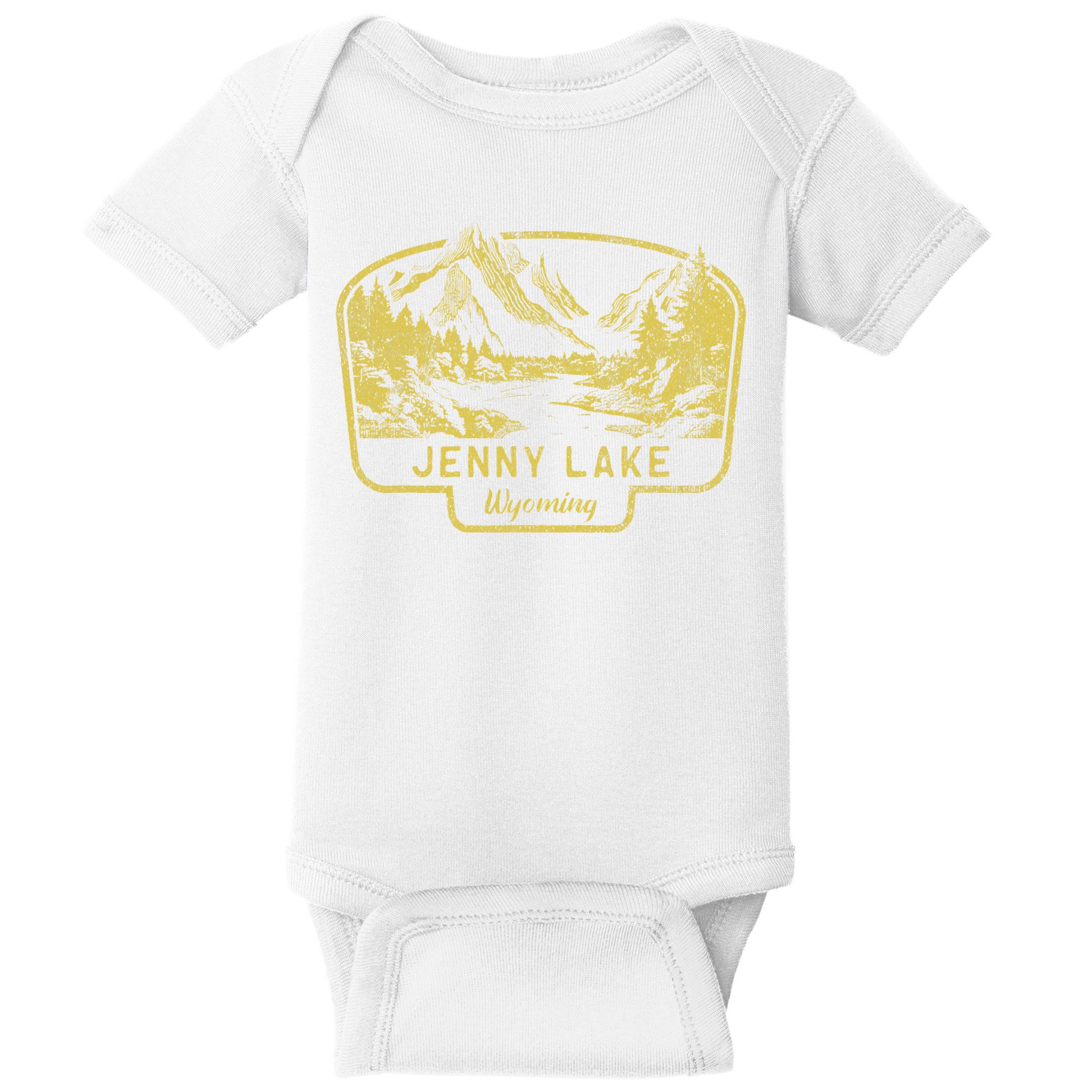 Jenny Lake Mountains Wyoming Hiking Outdoors Vintage Baby Bodysuit