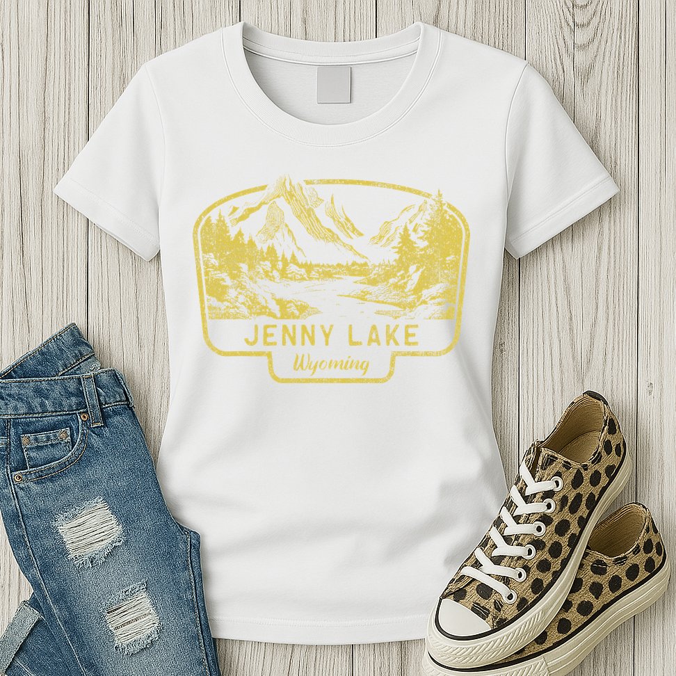 Jenny Lake Mountains Wyoming Hiking Outdoors Vintage Womens T-Shirt