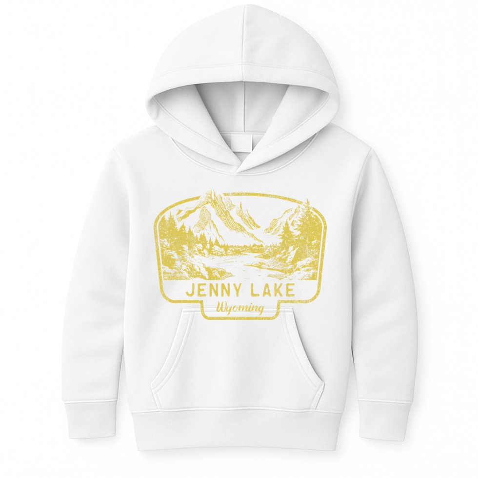 Jenny Lake Mountains Wyoming Hiking Outdoors Vintage Kids Hoodie