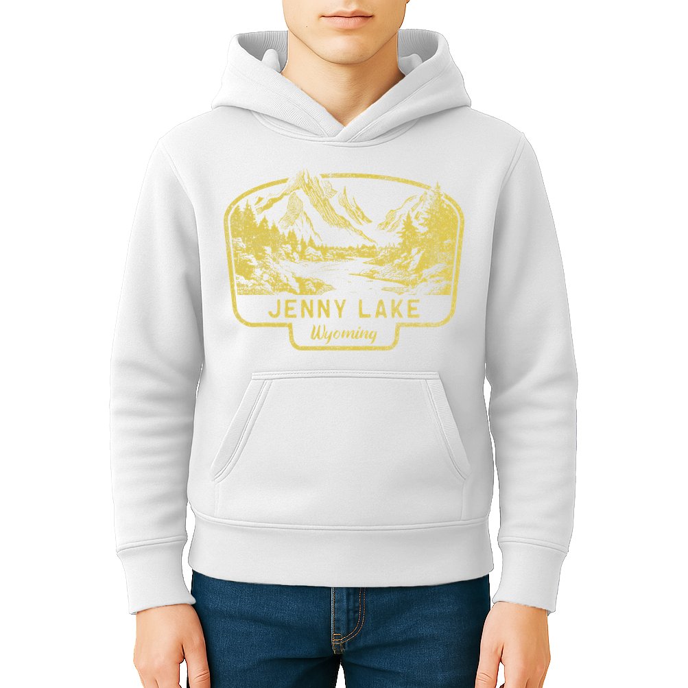 Jenny Lake Mountains Wyoming Hiking Outdoors Vintage Kids Hoodie