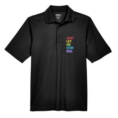 Just Let Me Stim Bro Cute Autistic Autism Awareness Month Men's Origin Performance Piqué Polo