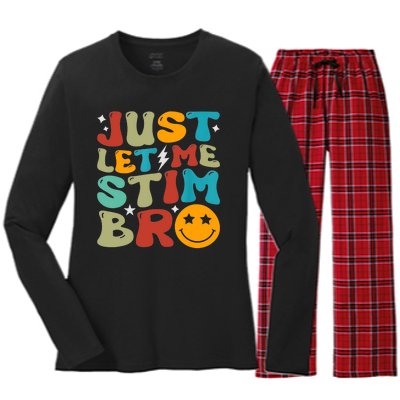 Just Let Me Stim Bro Funny Autism Awareness Autistic Women's Long Sleeve Flannel Pajama Set 