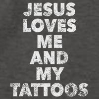 Jesus Loves Me And My Tattoos Christian Tattooed Believer Vector Backpack