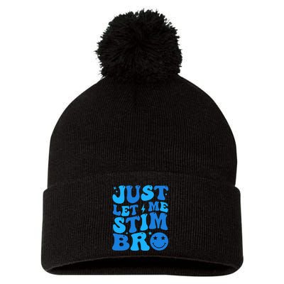 Just Let Me Stim Bro Smile Face Retro Pom Pom 12in Knit Beanie