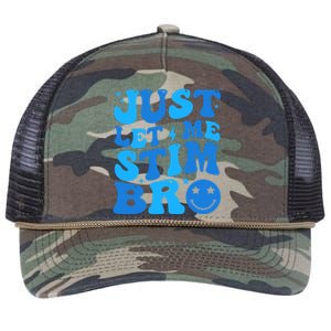 Just Let Me Stim Bro Smile Face Retro Retro Rope Trucker Hat Cap