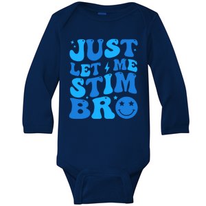 Just Let Me Stim Bro Smile Face Retro Baby Long Sleeve Bodysuit